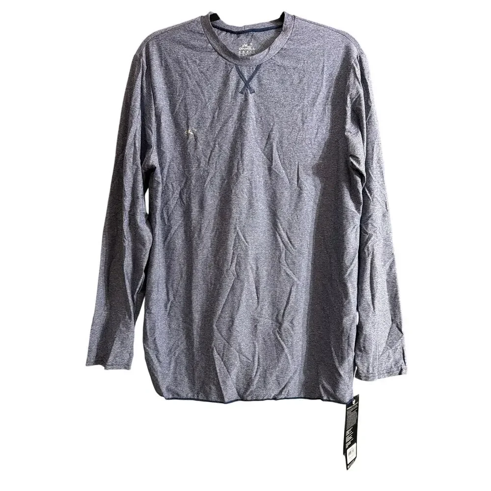 O'Neill Men's Heather Navy Blue Hybrid Long Sleeve Surf Tee Size Small S New